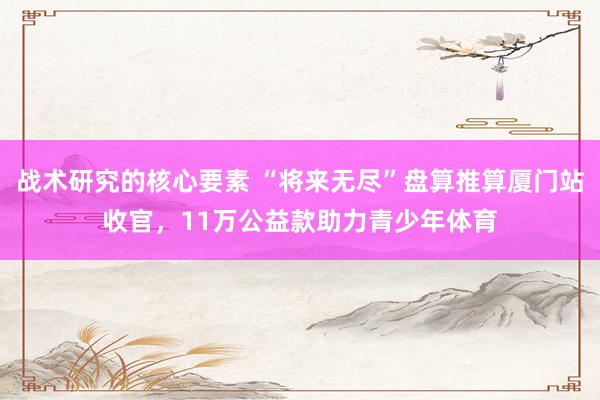 战术研究的核心要素 “将来无尽”盘算推算厦门站收官，11万公益款助力青少年体育