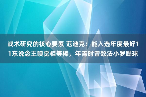 战术研究的核心要素 范迪克：能入选年度最好11东说念主嗅觉相等棒，年青时曾效法小罗踢球