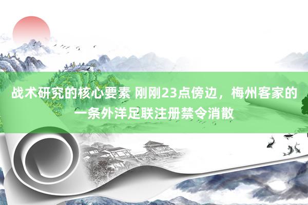 战术研究的核心要素 刚刚23点傍边，梅州客家的一条外洋足联注册禁令消散