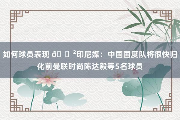 如何球员表现 😲印尼媒：中国国度队将很快归化前曼联时尚陈达毅等5名球员