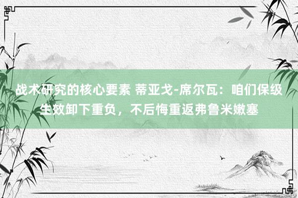 战术研究的核心要素 蒂亚戈-席尔瓦：咱们保级生效卸下重负，不后悔重返弗鲁米嫩塞