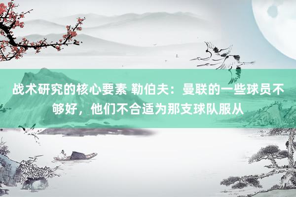 战术研究的核心要素 勒伯夫：曼联的一些球员不够好，他们不合适为那支球队服从