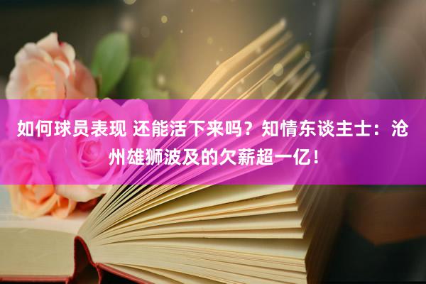 如何球员表现 还能活下来吗？知情东谈主士：沧州雄狮波及的欠薪超一亿！