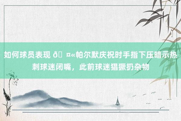 如何球员表现 🤫帕尔默庆祝时手指下压暗示热刺球迷闭嘴，此前球迷猖獗扔杂物