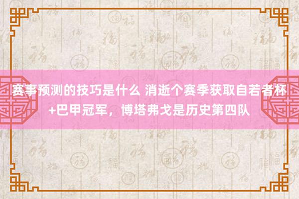 赛事预测的技巧是什么 消逝个赛季获取自若者杯+巴甲冠军，博塔弗戈是历史第四队