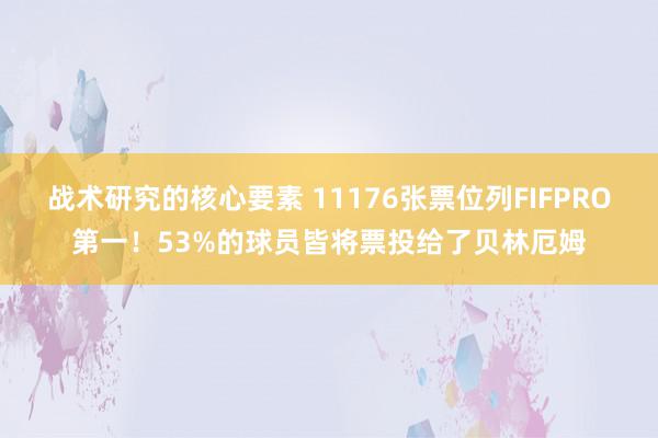 战术研究的核心要素 11176张票位列FIFPRO第一！53%的球员皆将票投给了贝林厄姆