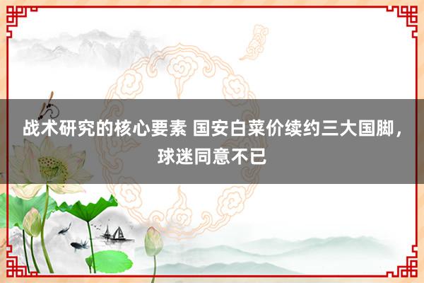 战术研究的核心要素 国安白菜价续约三大国脚，球迷同意不已