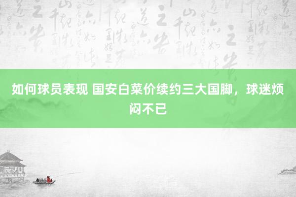 如何球员表现 国安白菜价续约三大国脚，球迷烦闷不已