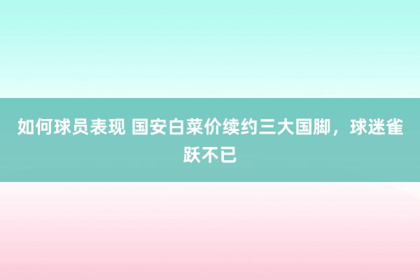 如何球员表现 国安白菜价续约三大国脚，球迷雀跃不已