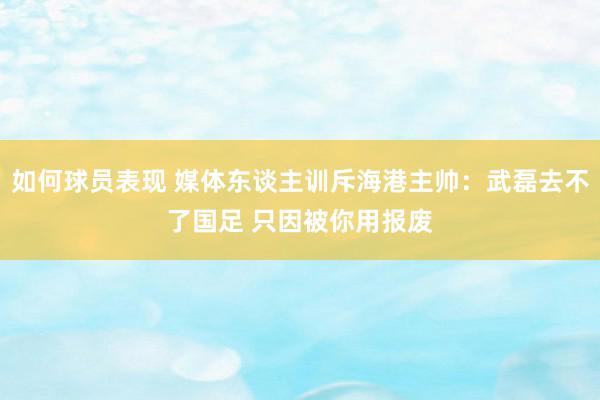 如何球员表现 媒体东谈主训斥海港主帅：武磊去不了国足 只因被